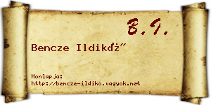Bencze Ildikó névjegykártya